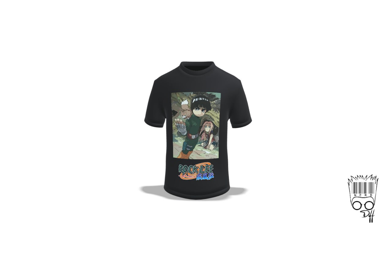 Custom Naruto Rock lee Black t-shirt