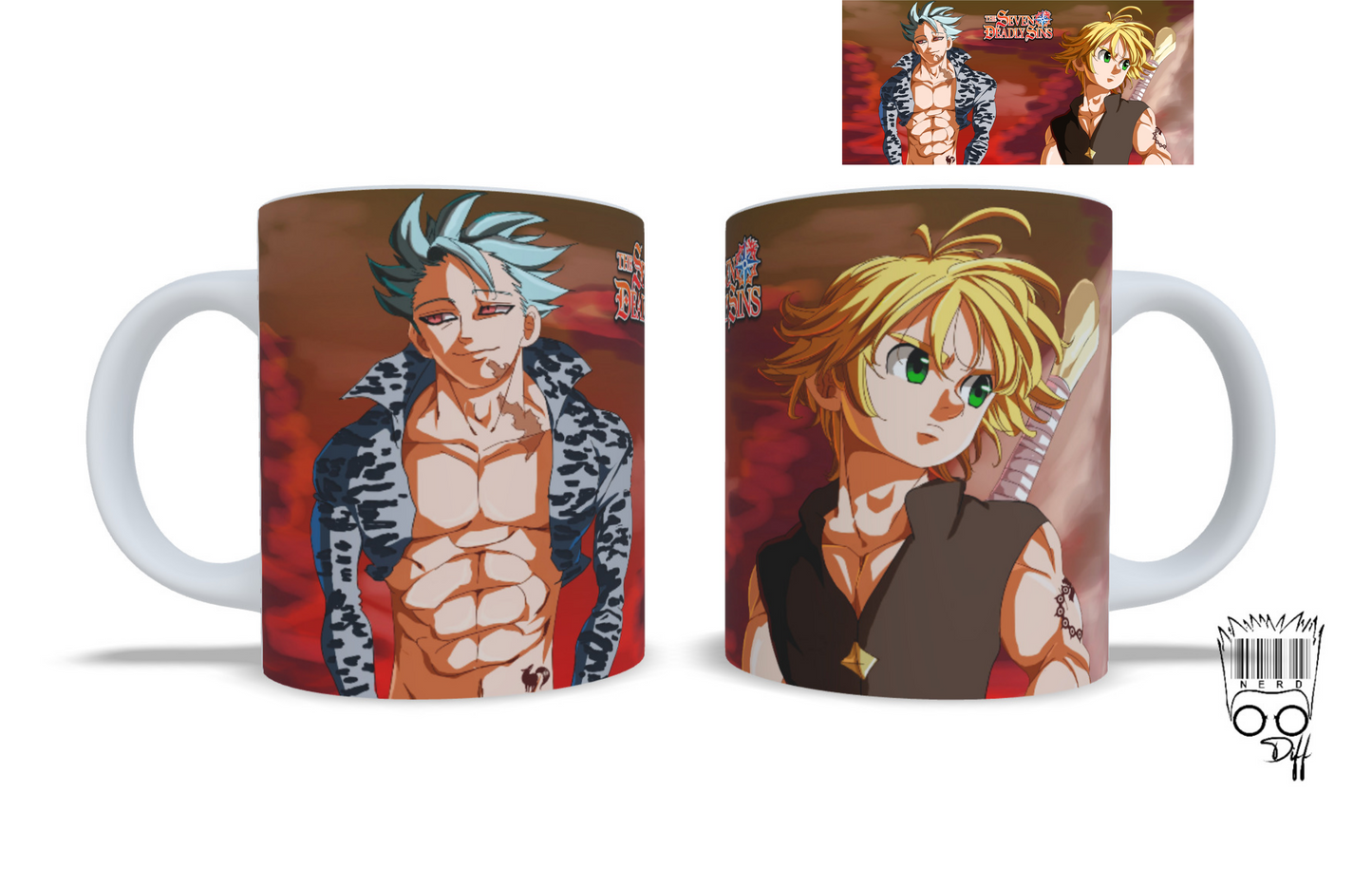 custom seven deadly sins Meliodas and Ban mug